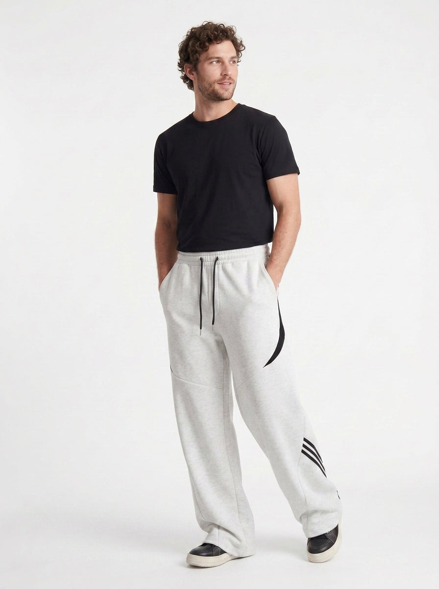 Koltee | Men's Plus Size Wide Leg Casual Sweatpants with Stripe Detail Comfortable Fit