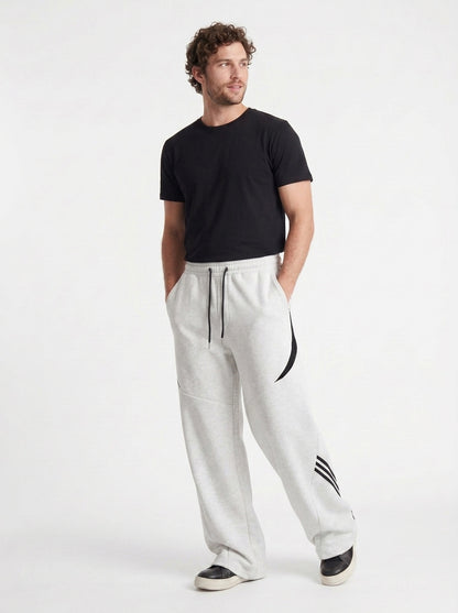 Koltee | Men's Plus Size Wide Leg Casual Sweatpants with Stripe Detail Comfortable Fit