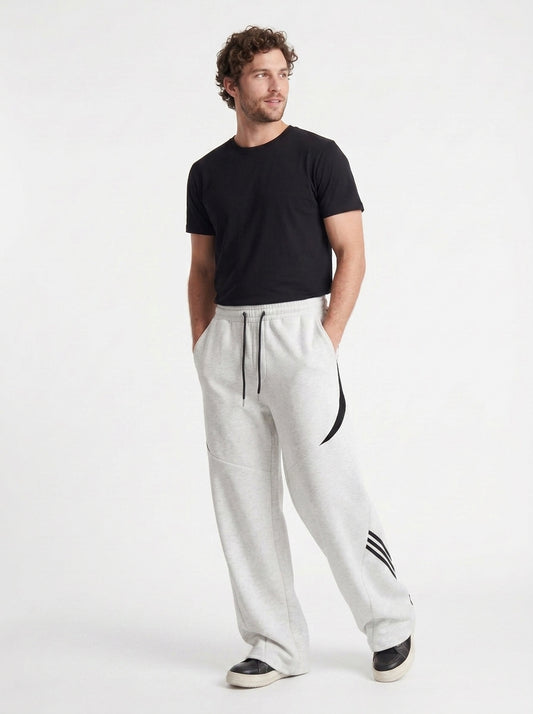 Koltee | Men's Plus Size Wide Leg Casual Sweatpants with Stripe Detail Comfortable Fit