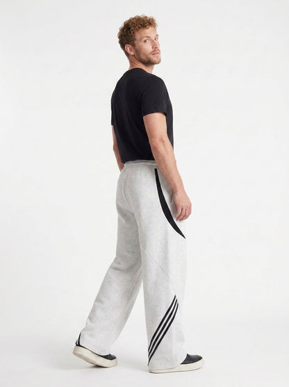 Koltee | Men's Plus Size Wide Leg Casual Sweatpants with Stripe Detail Comfortable Fit