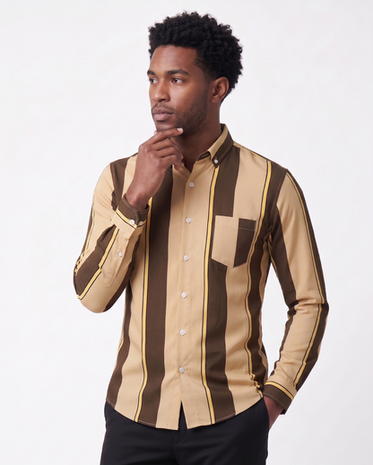 Koltee | Men's Slim Fit Striped Button Up Shirt Casual Dress Shirt