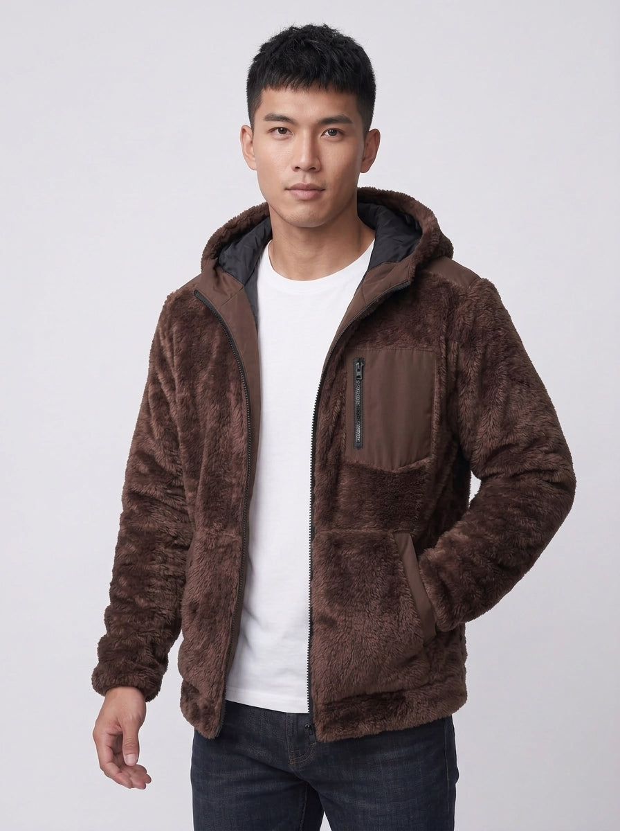 Koltee | Men's Zip Up Fleece Hooded Jacket Warm Casual Outerwear