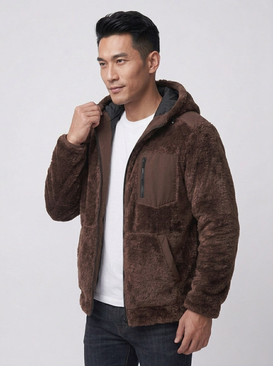 Koltee | Men's Zip Up Fleece Hooded Jacket Warm Casual Outerwear