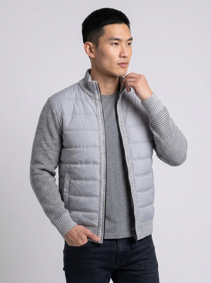 Koltee | Men's Quilted Knit Bomber Jacket with Stand Collar Stylish Outerwear