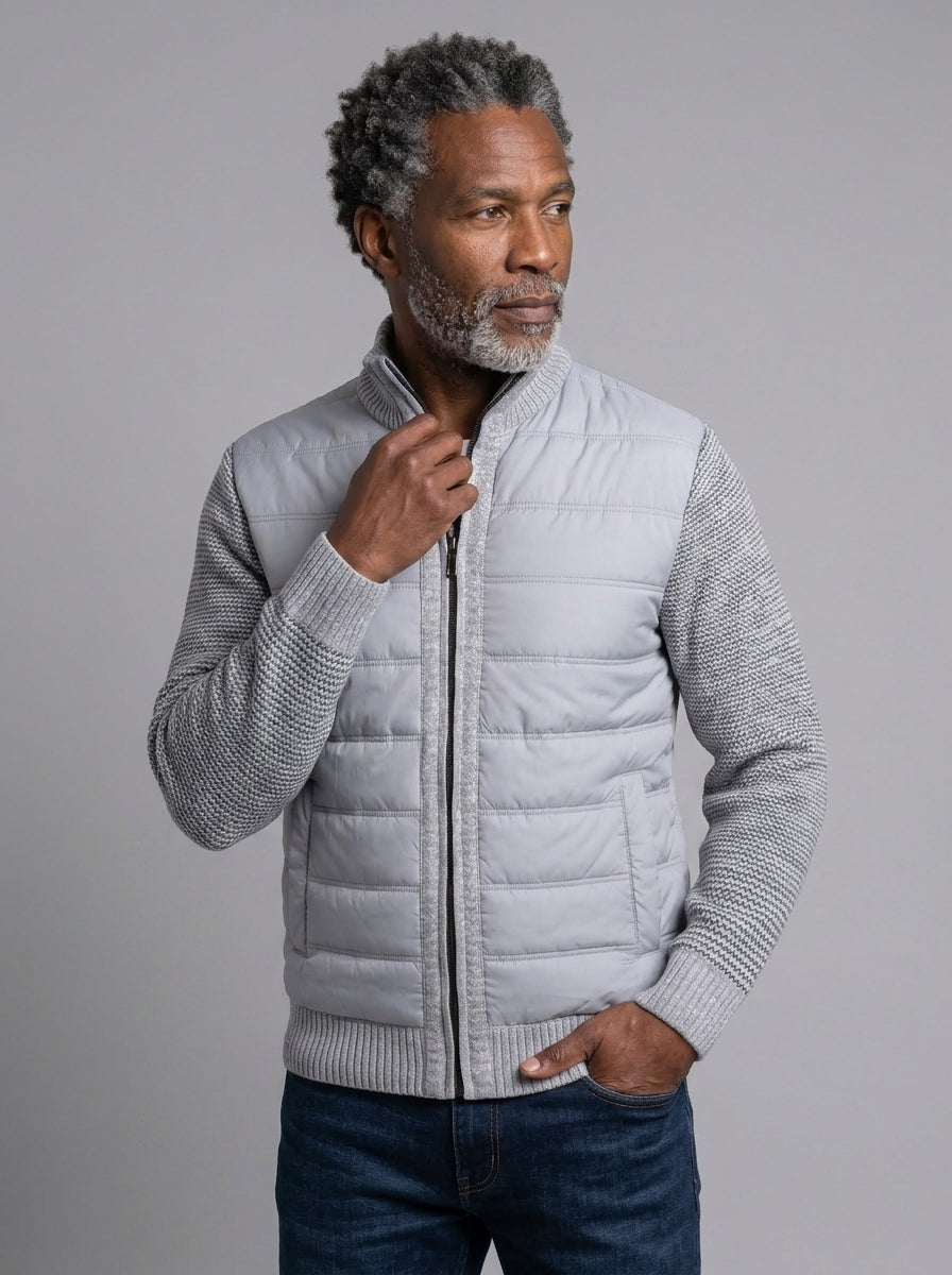 Koltee | Men's Quilted Knit Bomber Jacket with Stand Collar Stylish Outerwear