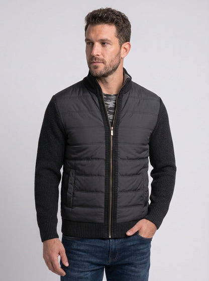 Koltee | Men's Quilted Knit Bomber Jacket with Stand Collar Stylish Outerwear