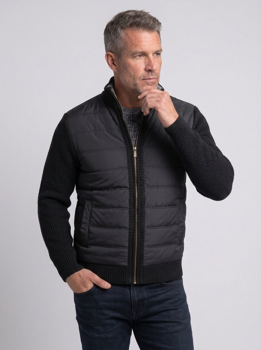 Koltee | Men's Quilted Knit Bomber Jacket with Stand Collar Stylish Outerwear