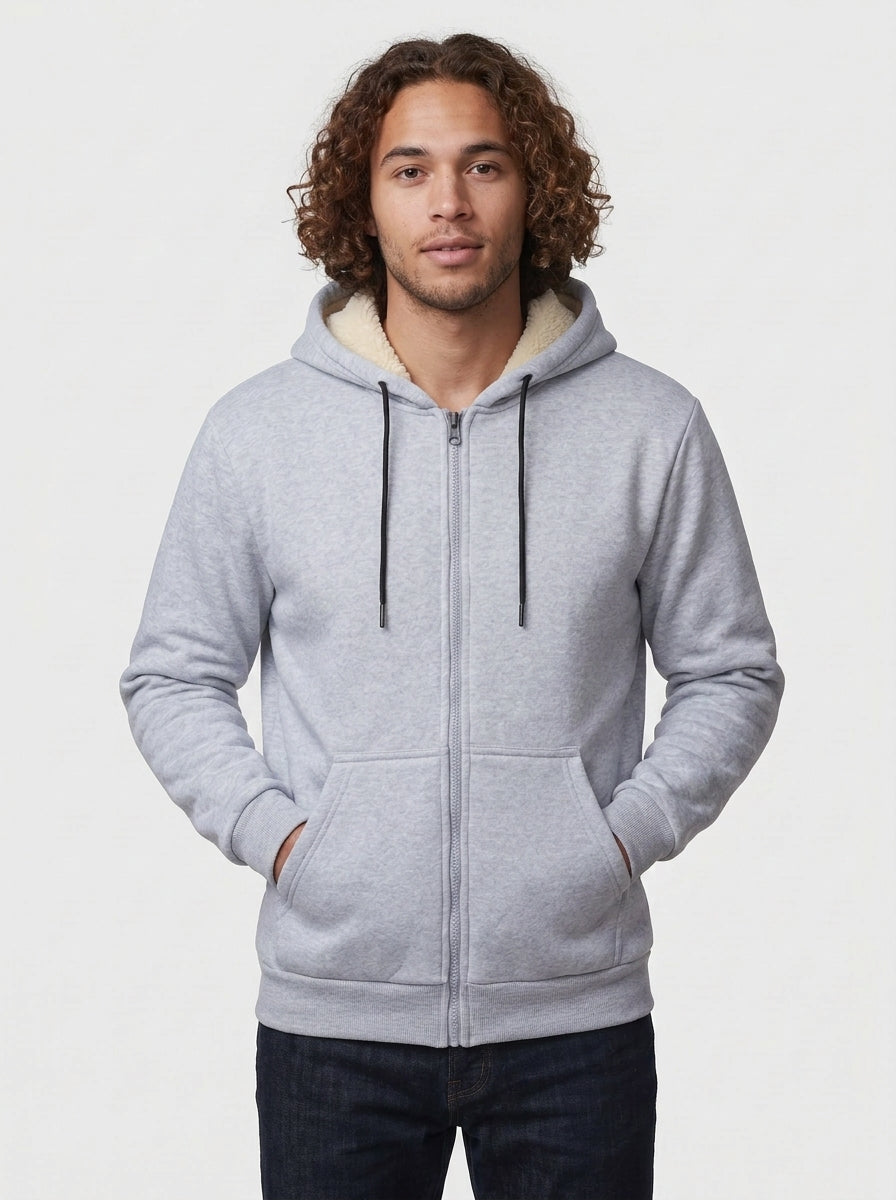 Koltee | Men's Sherpa Lined Zip Up Hoodie Warm Casual Outerwear