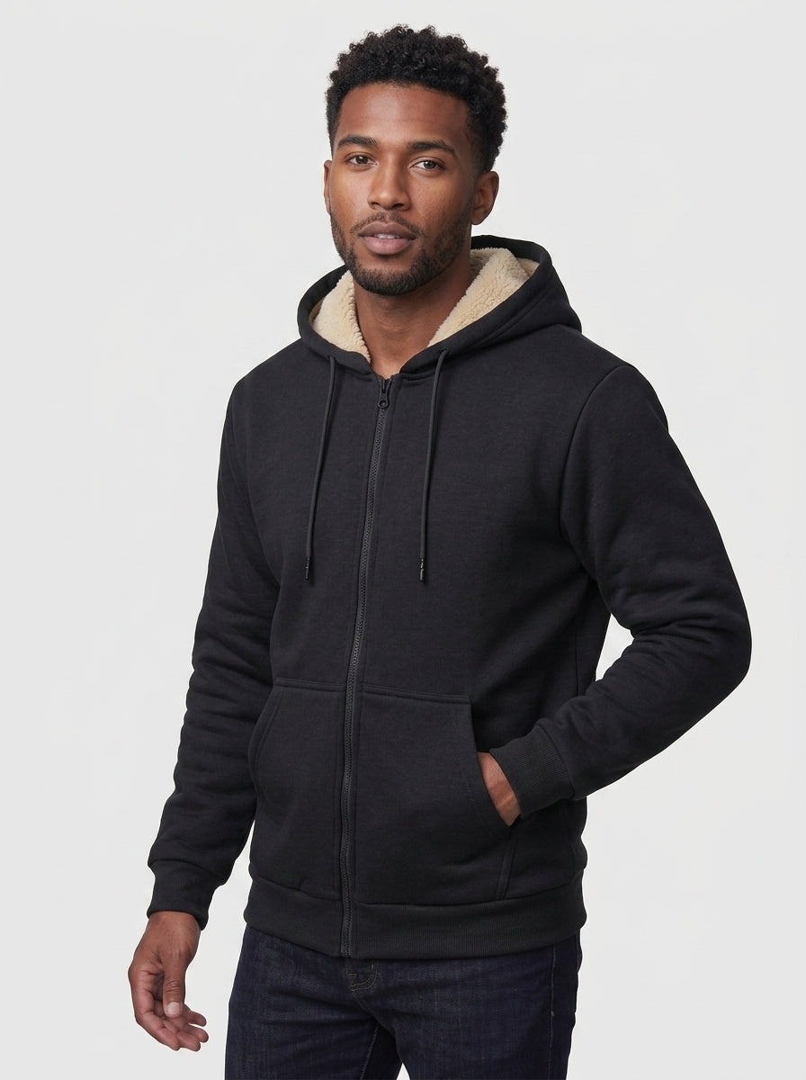 Koltee | Men's Sherpa Lined Zip Up Hoodie Warm Casual Outerwear