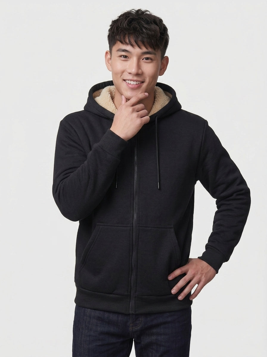 Koltee | Men's Sherpa Lined Zip Up Hoodie Warm Casual Outerwear