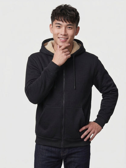 Koltee | Men's Sherpa Lined Zip Up Hoodie Warm Casual Outerwear