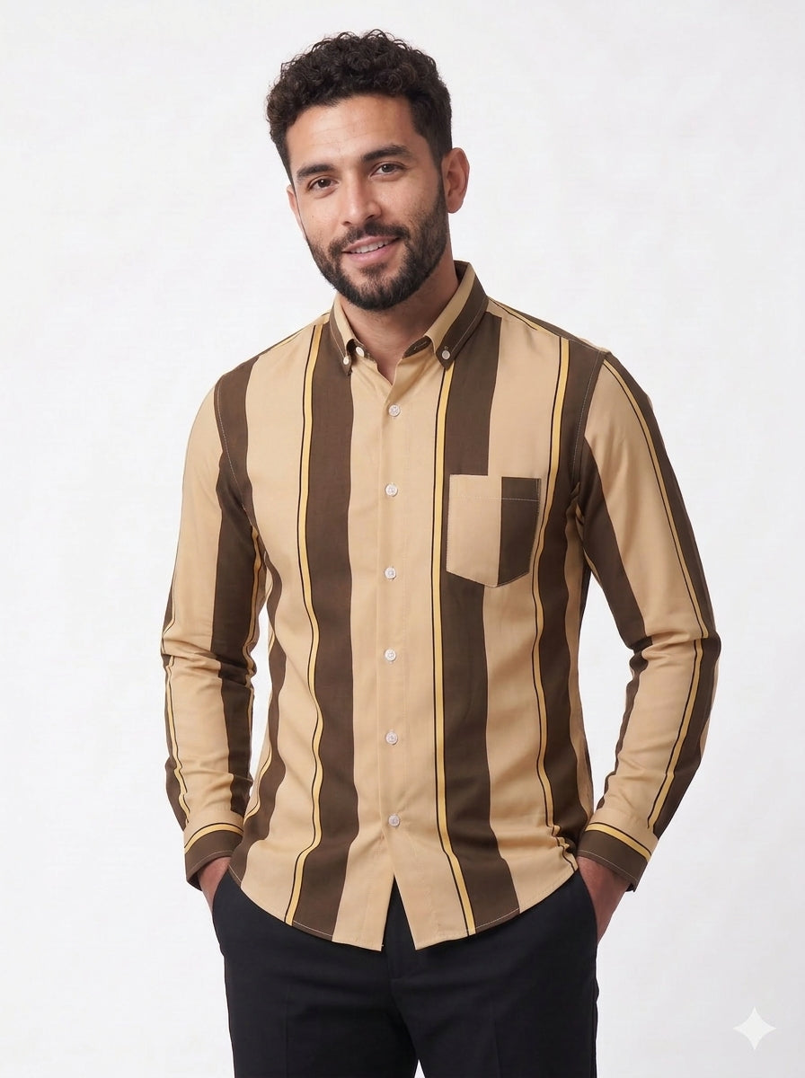 Koltee | Men's Slim Fit Striped Button Up Shirt Casual Dress Shirt