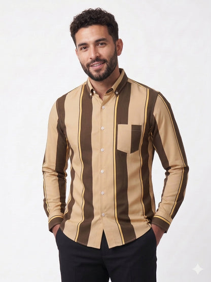 Koltee | Men's Slim Fit Striped Button Up Shirt Casual Dress Shirt