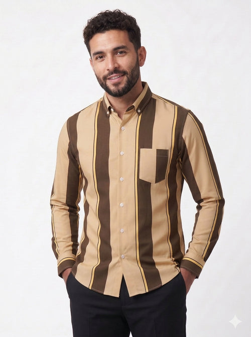 Koltee | Men's Slim Fit Striped Button Up Shirt Casual Dress Shirt