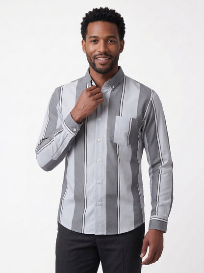 Koltee | Men's Slim Fit Striped Button Up Shirt Casual Dress Shirt