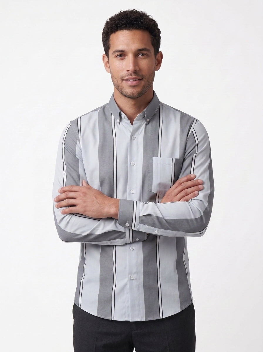 Koltee | Men's Slim Fit Striped Button Up Shirt Casual Dress Shirt