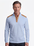 Koltee | Men's Full Size Quarter Snap Long Sleeve Top Plus Size Comfortable Pullover — Light Blue_front